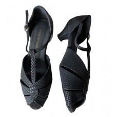 LILLIAN BLACK SNAKE - 1.5 INCH HEEL